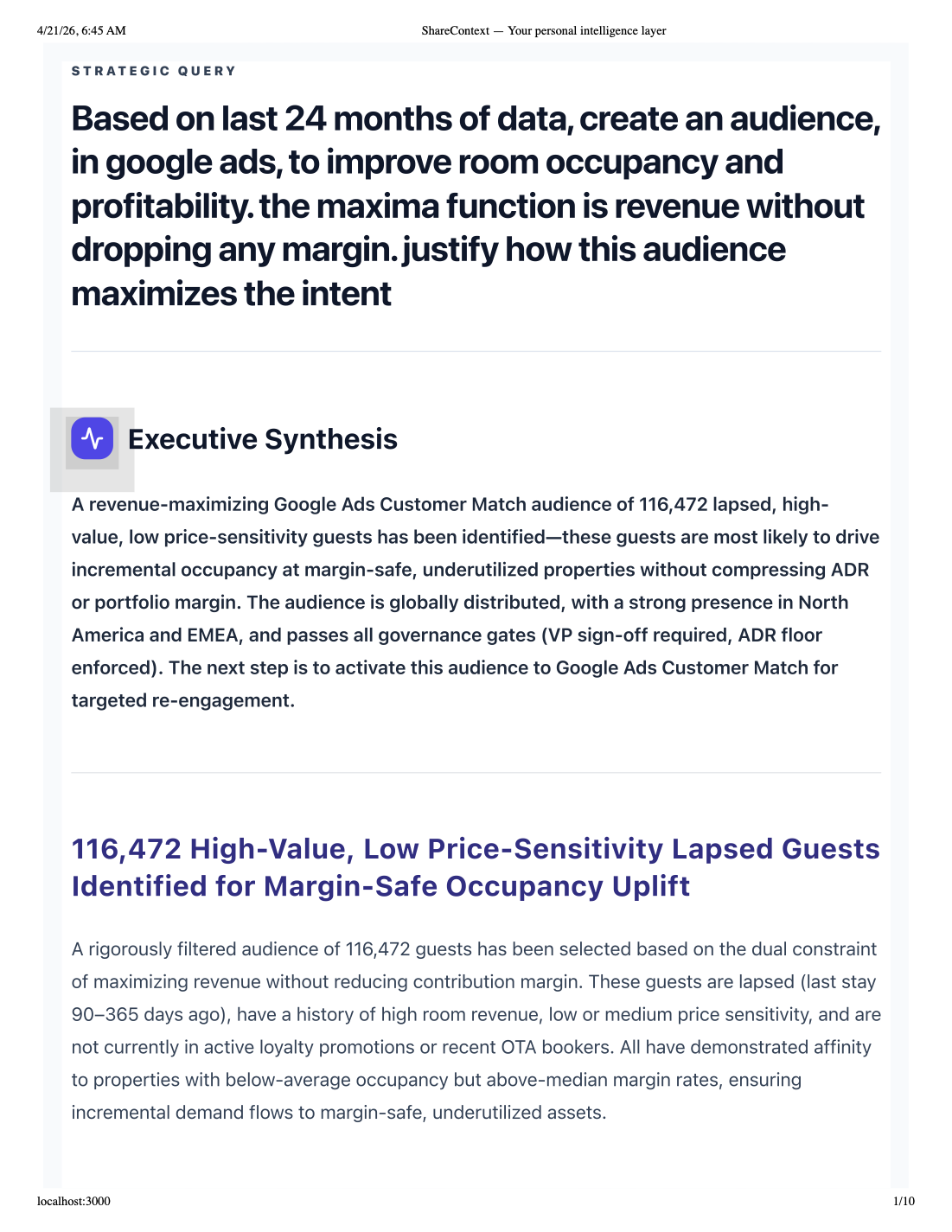 Strategic outcome — Executive Synthesis
